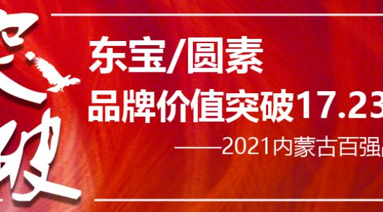 東寶/圓素榮膺“2021內(nèi)蒙古百強品牌” 品牌價值持續(xù)突破已達17.23億元